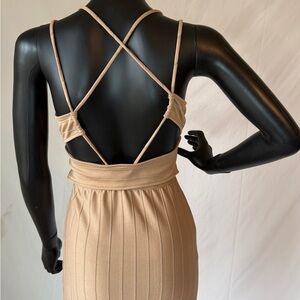 Windsor Tan Backless Strappy Dress